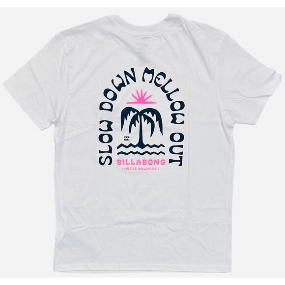 Billabong Men's T-Shirt Slow Down Mellow Out Short Sleeve Tee in Medium White - Picture 1 of 2
